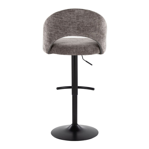 English Elm Adjustable Swivel Barstools Set of 2 Fabric Seat Black Metal Base Kitchen Counter Dark Grey B202S02003
