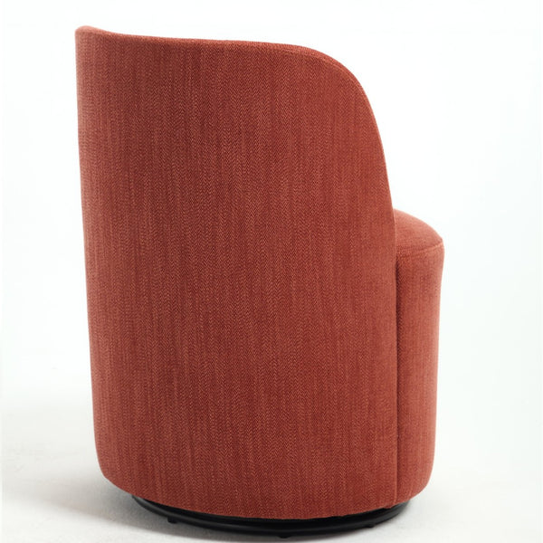 English Elm Set Swivel Barrel Accent Chair Armless Linen Upholstered Compact Seat for Dining Vanity Bedroom Orange W3244P454057
