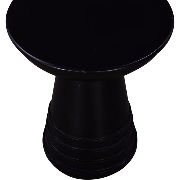 English Elm Modern Pedestal Side Table with White Marble Top and Fluted Mango Wood Base — Chic Compact Accent Piece Black 22 L x 19 W x 19 H B2741P286133