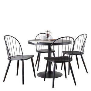 English Elm Dining Set with Black Metal Frames and Wood Seats for Industrial Loft Spaces B202S02202