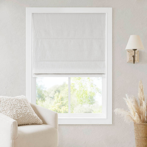 JLA Home Madison Park - Total Blackout Cordless Roman Shade — Premium Light-Blocking, Child-Safe Design for Sleep & Media Rooms White MP40-8655