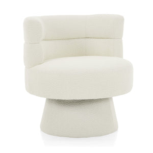 English Elm Christopher Knight Home® - Contemporary Boucle 360° Swivel Barrel Chair with 330lb Capacity, Plush Textured Accent Seat for Living Room Cream White N765P292090W