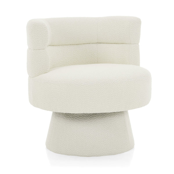 English Elm Christopher Knight Home® - Contemporary Boucle 360° Swivel Barrel Chair with 330lb Capacity, Plush Textured Accent Seat for Living Room Cream White N765P292090W