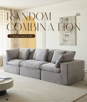 English Elm Modular Sectional Sofa - Space-Saving Light Gray Sleeper Couch With Comfy Sherpa Fabric Design W3622S00008