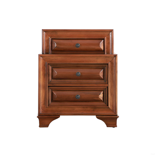 English Elm Charming Oak Nightstand with Curved Fronts — 3-Drawer Durable Particleboard Bedside Table, 29"H x 24"W x 17"D B078118432