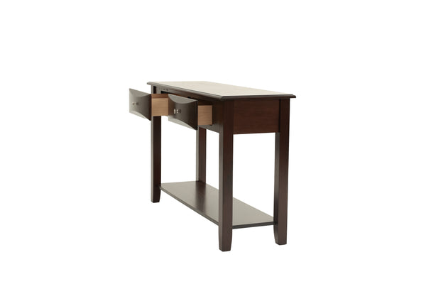 English Elm Classic Modern wooden coffee table with Ogumi veneer top, drawers & lower shelf for stylish storage Antique Black,Espresso 51 L x 21 W x 10 H B011P395607