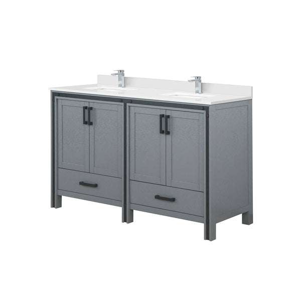 English Elm Dark Grey Double Bath Vanity With White Quartz Top & Faucet Set - Stylish Storage & Soft-Close Design B2731P260621