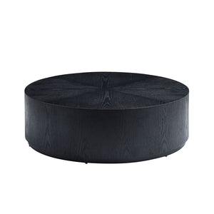 English Elm 35.43 Inch Round Drum Coffee Table Wood Veneer Mdf Pedestal Base for Living Room W2582P389443