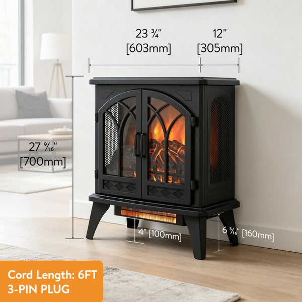 English Elm 24 Inch Infrared Quartz Stove Heater with 3d Flame Effect and Remote Control W1769112701