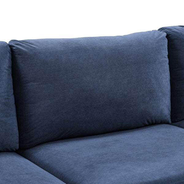 English Elm Faux Leather Modular Sectional Sofa Flexible Pu Upholstered Living Room Seating Dark Blue B2748S00179