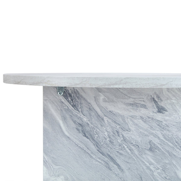 English Elm A White Round MDF Coffee Table with Nordic Minimalism, 31.5" Diameter, Durable Scratch-Resistant Surface W3226P278924
