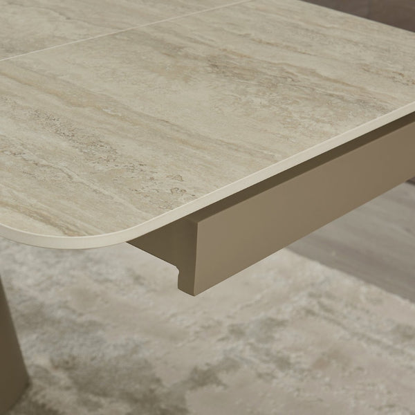 English Elm Retractable Sintered Stone Extendable Dining Table Seats Eight with Steel Base W5630S00002