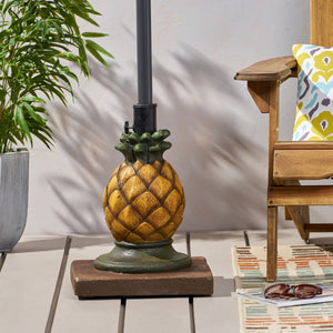 English Elm Christopher Knight Home® - PINEAPPLE Concrete Umbrella Base in Sunny Yellow — Heavy 21.75" x 17.5" Decorative Outdoor Stand 67768.00YLW