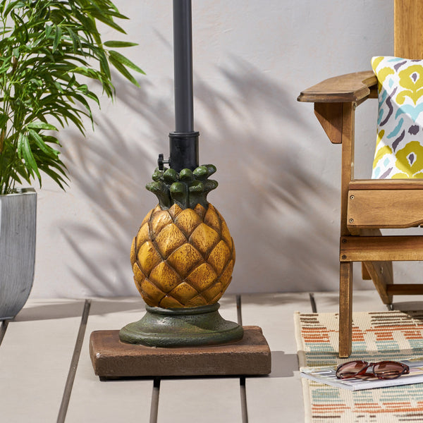 English Elm Christopher Knight Home® - PINEAPPLE Concrete Umbrella Base in Sunny Yellow — Heavy 21.75" x 17.5" Decorative Outdoor Stand 67768.00YLW