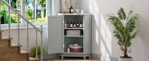 English Elm Grey Triangle Corner Cabinet Mdf Modern Bathroom Storage with Adjustable Shelves Gray N725P333564E