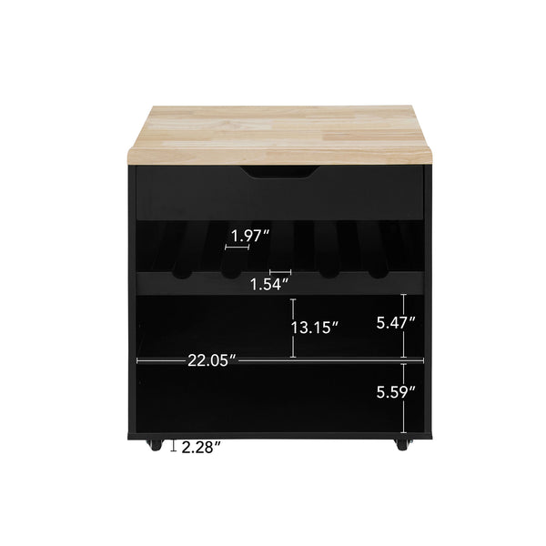 English Elm 69.29" Modern Buffet Cabinet with Cable Hole Cover, Mobile Kitchen Cart, Adjustable Shelves & Rattan Doors, Black W688S00054