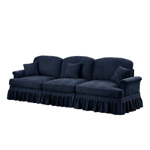 English Elm Elegant Mid Century 3-Seater Sofa With Flared Arms & Removable Skirts - Versatile Chenille Comfort W3041S00255
