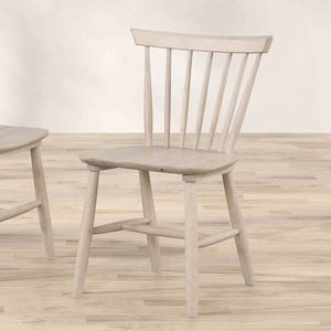 English Elm 2pc Mid-Century Dining Chairs with Spindle Back Molded Seat, White Oak Finish, Compact Comfort Set B2741P406732