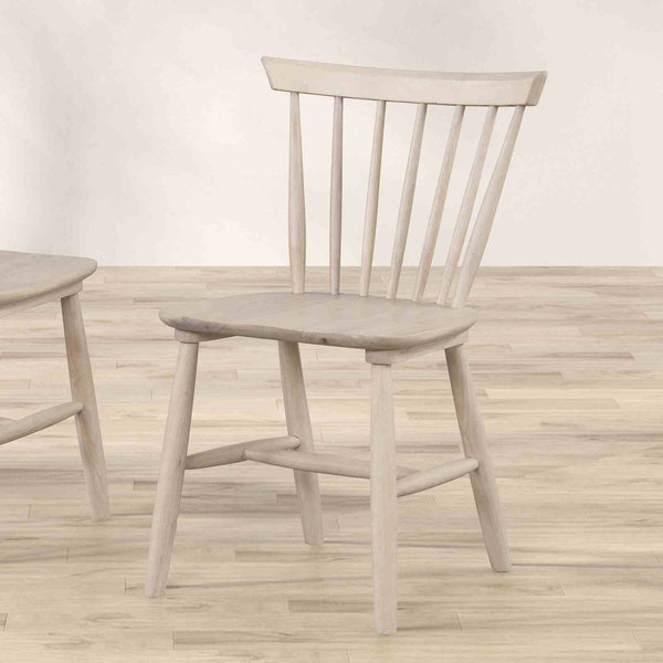 English Elm 2pc Mid-Century Dining Chairs with Spindle Back Molded Seat, White Oak Finish, Compact Comfort Set B2741P406732