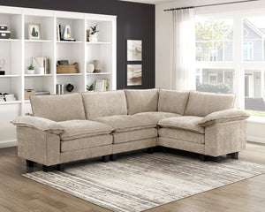 English Elm Modern Modular 4-Piece Sectional Sofa – Plush Comfort In Soft Taupe Chenille For Stylish Living Rooms B011S01807