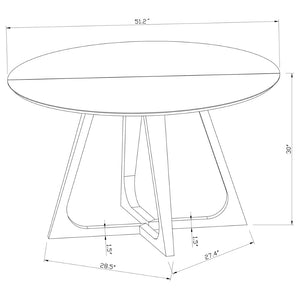 English Elm Imani White Marble Round Dining Table with Gold Stainless Steel Geometric Base B062S01552