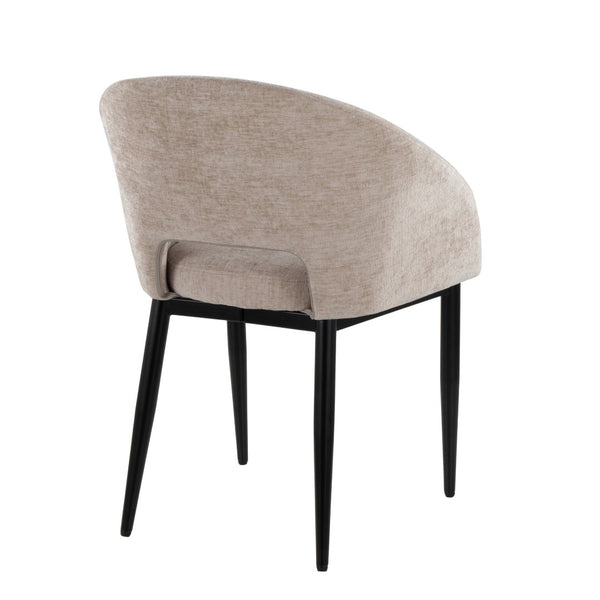 English Elm Chair Set of Two with Black Metal Frame and Upholstered Seat for Modern Dining B202S02107