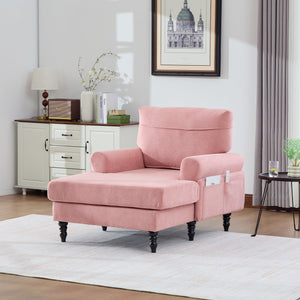 English Elm Modern Chenille Fabric Recliner Chaise Lounge Sofa with High-Resilience Foam, 550LB Capacity, Cozy Plush Backrest and Armrests for Living Room Relaxation Pink W395P371343