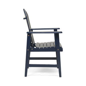 English Elm Christopher Knight Home® - Outdoor Acacia Wood Adirondack Dining Chairs Set of 2 — Weather-Resistant Patio Armchairs with Rustic Charm and Comfort Navy Blue 64844.00BLU