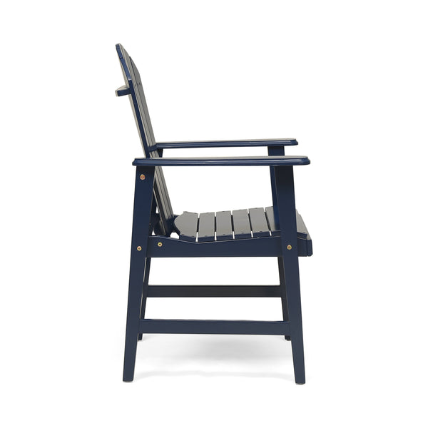 English Elm Christopher Knight Home® - Outdoor Acacia Wood Adirondack Dining Chairs Set of 2 — Weather-Resistant Patio Armchairs with Rustic Charm and Comfort Navy Blue 64844.00BLU