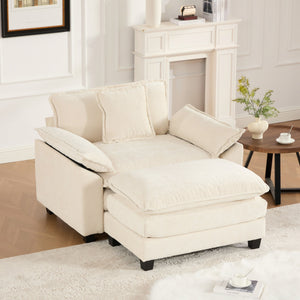 English Elm Cloud Sofa Single Seat Ergonomic Modular Sectional with Double-Layer Cushion & Breathable Chenille Beige W1143S00031