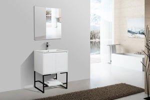English Elm 24" Floating Bathroom Vanity Base Glossy White Wall Mount Soft Close Cabinet W1920P263624