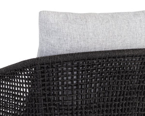 Sunpan Capri Outdoor Counter Stool - Stylish Barrelback Design with Durable Teak Wood and Weather-Resistant Cushions Smoke Grey / Copacabana Marble