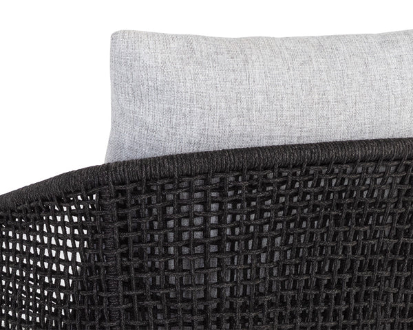 Sunpan Capri Outdoor Counter Stool - Stylish Barrelback Design with Durable Teak Wood and Weather-Resistant Cushions Smoke Grey / Copacabana Marble