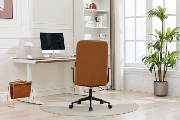 English Elm Antique PU Leather Office Chair with High Back, Soft Foam Seat, Adjustable Gaslift, 360° Swivel, Durable Frame Antique brown W3149P375077