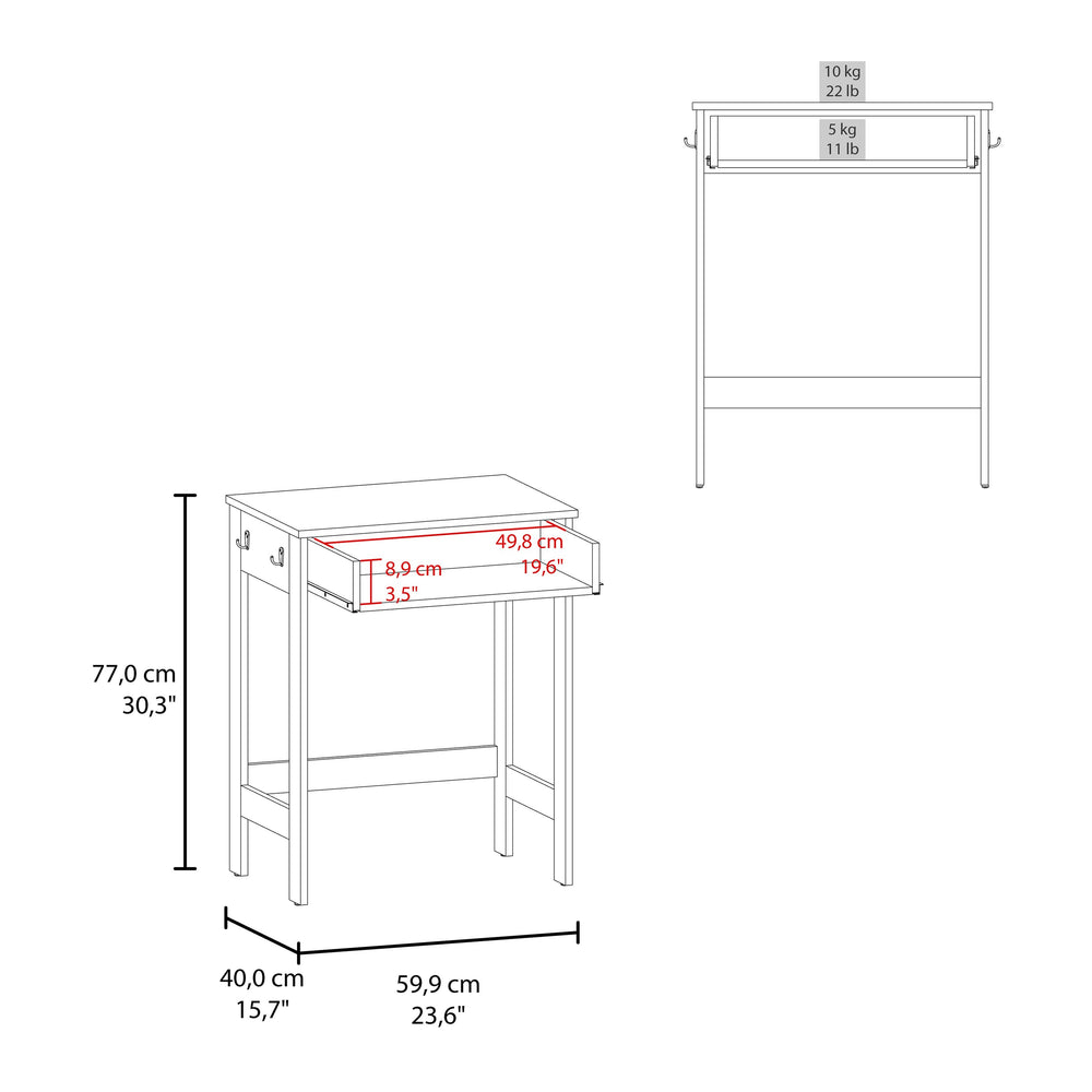 English Elm Computer Desk Minimalist Natural Oak Finish with 1 Drawer, Sturdy 4-Leg Design, Compact Space-Saving Workstation B097P369420