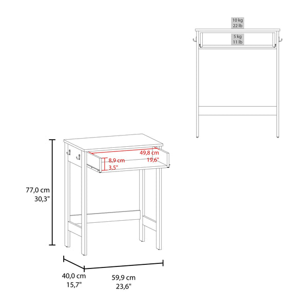 English Elm Computer Desk Minimalist Natural Oak Finish with 1 Drawer, Sturdy 4-Leg Design, Compact Space-Saving Workstation B097P369420