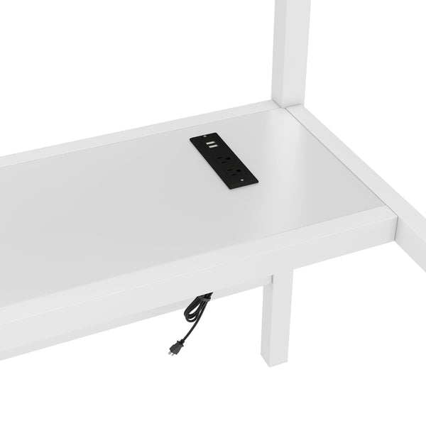English Elm Metal Queen Loft Bed With Integrated Desk, Led Lights, Power Outlet – Stylish Space-Saver Solution W1580S00139