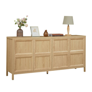 English Elm 67'' Scandinavian Oak Sideboard with Touch Latch Doors Soft Close Hinges Living Room Storage Oak W1820P420817