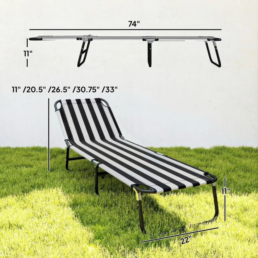 English Elm Folding Recliner Lounger with Oxford Fabric and Steel Frame for Beach or Pool Use T3971P500588