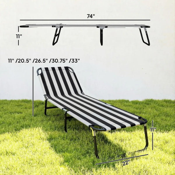 English Elm Folding Recliner Lounger with Oxford Fabric and Steel Frame for Beach or Pool Use T3971P500588