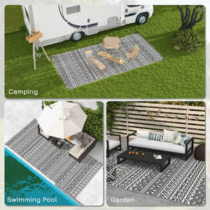 English Elm Outsunny Reversible Polypropylene Outdoor Rug Geometric Waterproof Mat for Camping Decks W2225P174555
