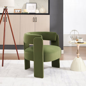 English Elm Accent Chair Velvet Upholstered Mid Century Modern Seat with Tapered Wood Legs for Any Room Green W3244P417183