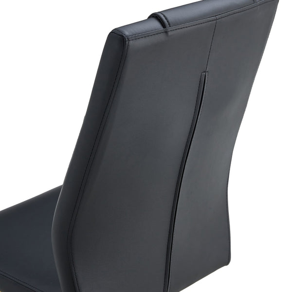 English Elm Table Set - Modern 7-Piece Dining Set With Transparent Tempered Glass Top & 6 Black Pu Chairs, Gold Legs W1151S02589-GIGA