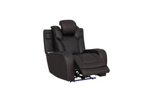 English Elm Wendell Microfiber Power Recliner with Led Base Lighting Usb Port and Pocket Coil Seat B2726P435903