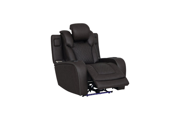 English Elm Wendell Microfiber Power Recliner with Led Base Lighting Usb Port and Pocket Coil Seat B2726P435903