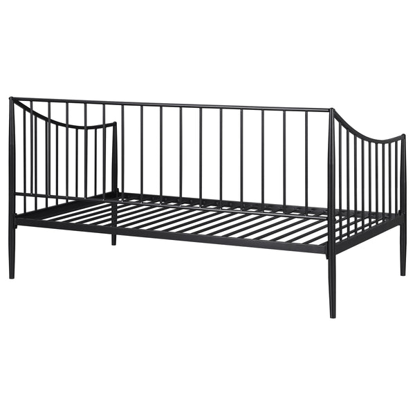 English Elm Jeremy Matte Black Twin Daybed Frame – Powder-Coated Metal, Slim Airy Profile, Sloping Sides & Tapered Posts (Ideal for Kids, Office, Multifunctional Spaces) B062S01354