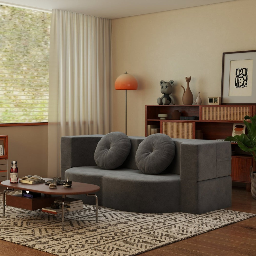 English Elm Modern Corduroy Folding Floor Sofa Sleeper with Foam Fill for Studio Bedroom Guests Antique Gray W2353P379625