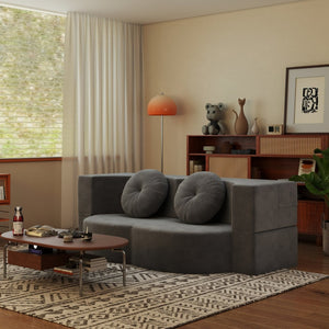 English Elm Modern Corduroy Folding Floor Sofa Sleeper with Foam Fill for Studio Bedroom Guests Antique Gray W2353P379625
