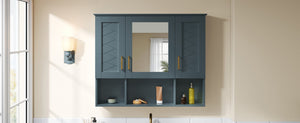 English Elm 35 Inch Wall Mount Medicine Cabinet Soft Close Mirror Storage for Modern Bathroom Blue N710P389453C