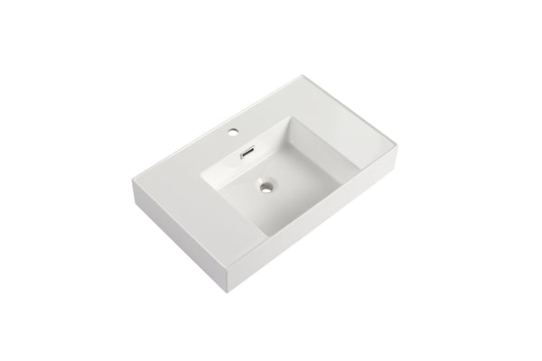 English Elm 30 Resin Gel-Coated Bathroom Basin Vanity Top, 30" White Durable Scratch-Resistant Modern Design W1972P186772